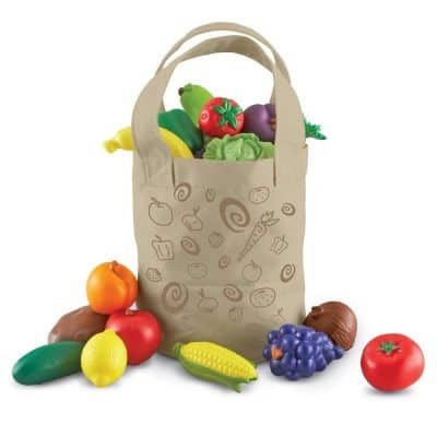 學習資源新鮮採摘的水果和蔬菜手提袋