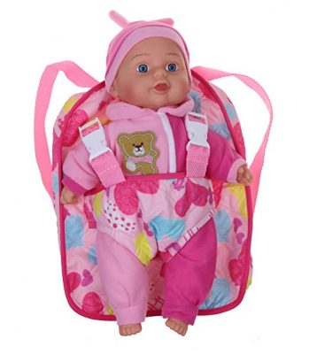 Dolls to Play Soft Baby Doll With TakeAlong Pink Doll Backpack Carrier