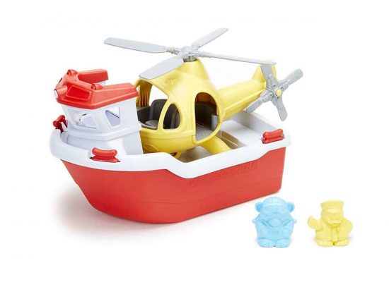 Green Toys Rescue Boat with Helicopter