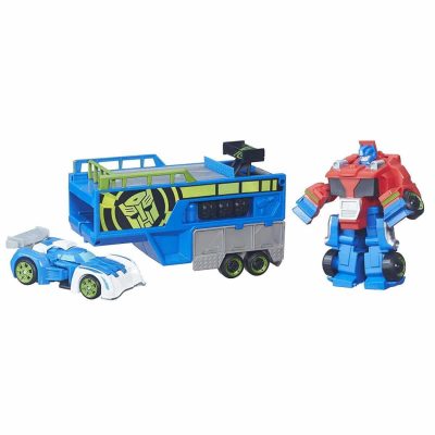 Playschool Heros transformers 救援機器人Optimus Prime賽車拖車