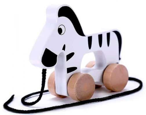 Cubbie Lee可愛的斑馬木製推拉式嬰兒玩具